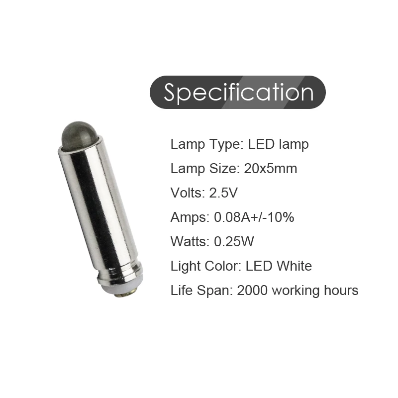 Medical LED Ear Eye Care 2.5V Otoscope Bulb Spare Lamp White Lighting Replacement Part Accessory for Otoscopio Ophthalmoscope