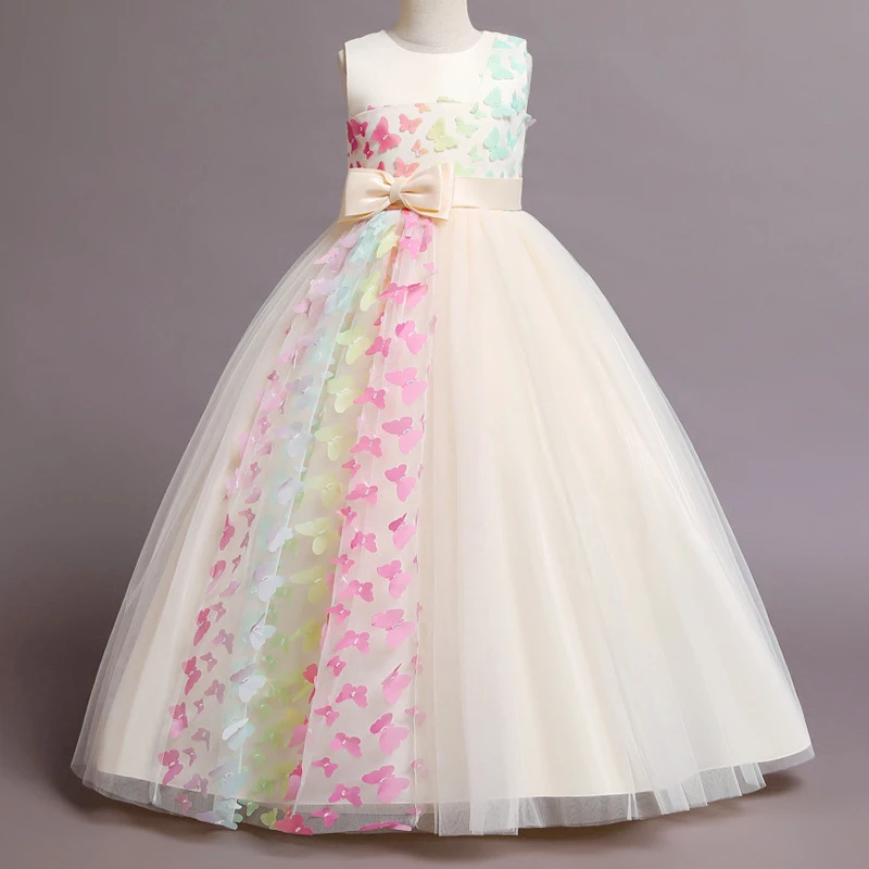 

Little Girls Long Tutu Prom Dress Flower Girls Wedding Butterfly Kids Birthday Party Ball Gown Teen Girl School Graduation Dress