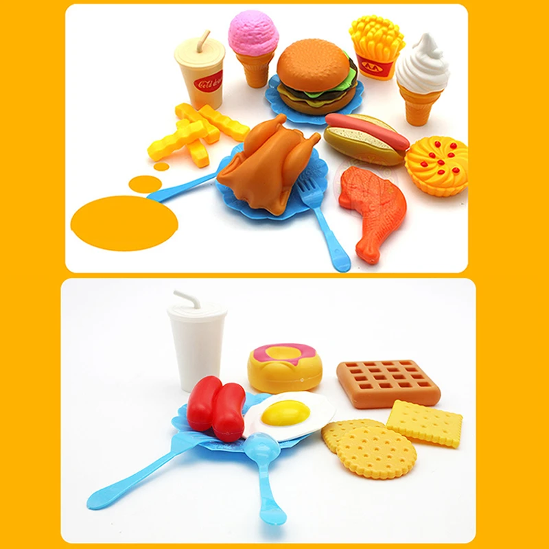 34pcs Children Kitchen Toys Cutting Plastic Fruit Vegetable Ice Cream Drink Food Kit Kat Pretend Play Education Toy For Kids images - 6