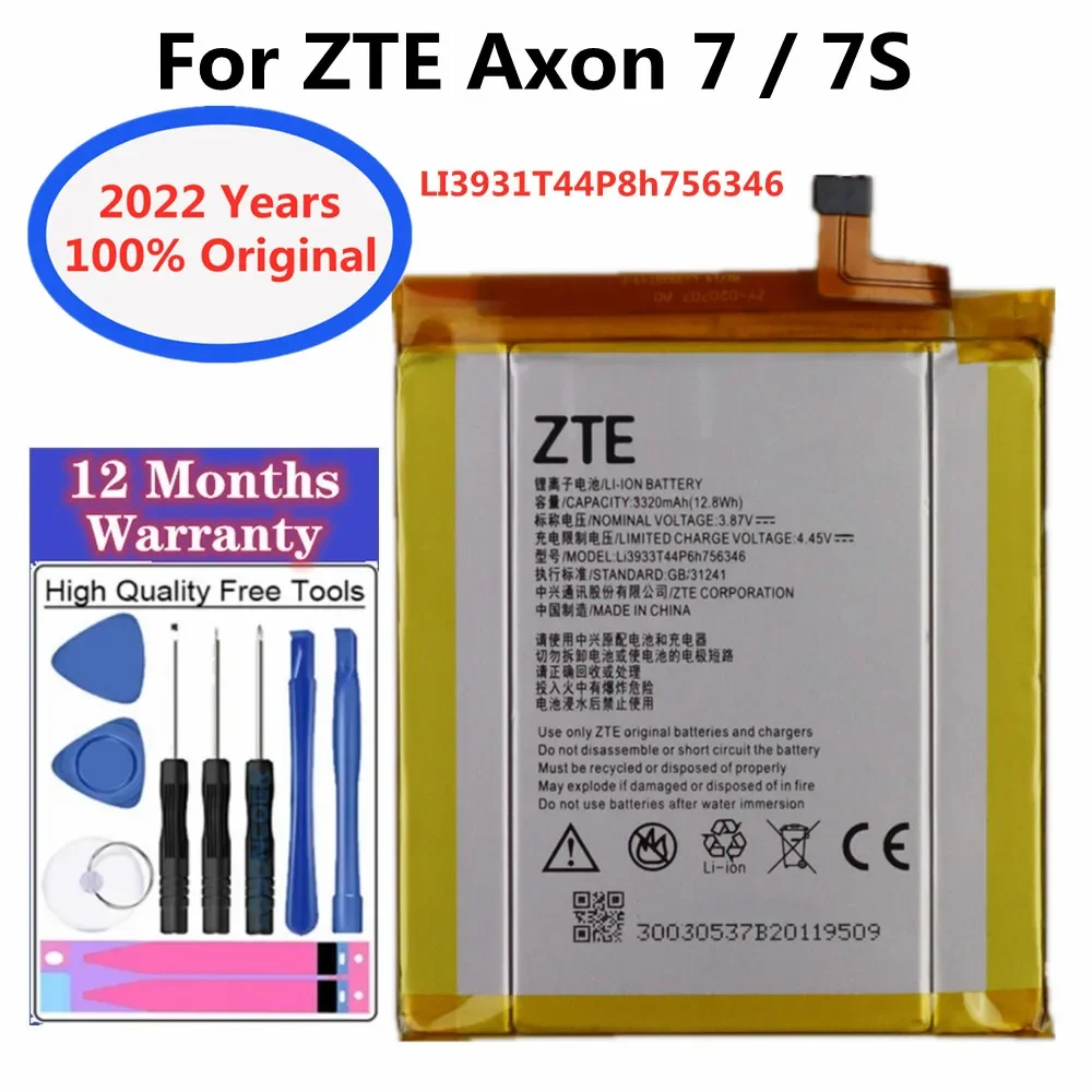 

2022 Years High Quality LI3931T44P8H756346 Original Battery For ZTE Axon 7 7s A2017 A2018 3320mAh Mobile Phone Battery + Tools