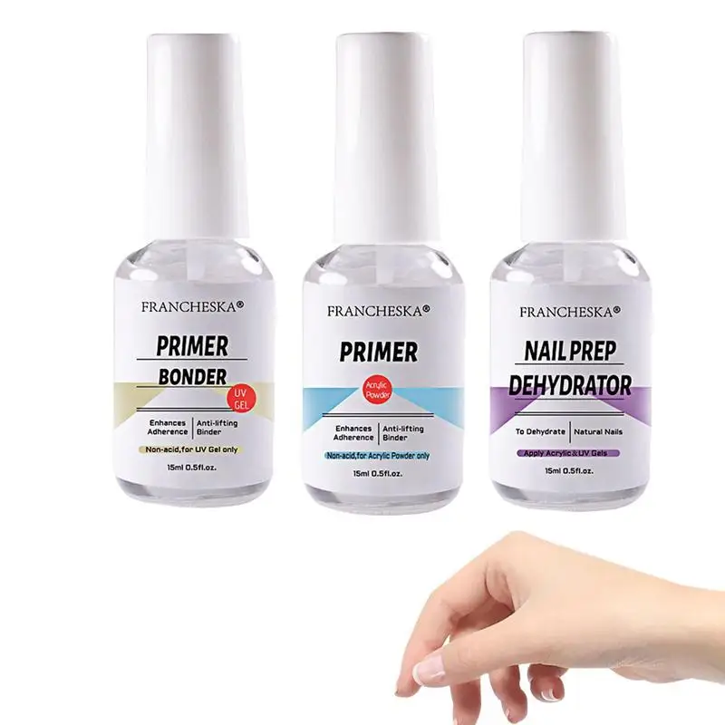 

3pcs 45ml Nail Dehydrator And Nail Primer Bonder Nail Protein Bond Superior Bonding Primer Nail Prep Dehydrator Acid Free Primer