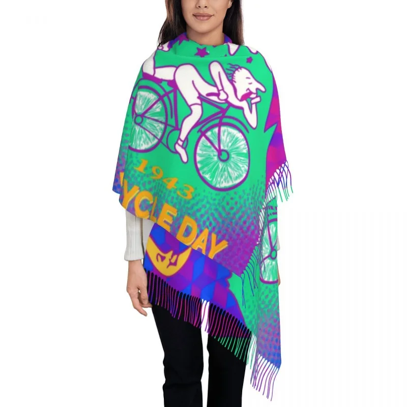 

Albert Hoffman Copy Of Bicycle Day Tassel Scarf Women Soft Lsd Acid Blotter Party Shawls Wraps Lady Winter Fall Scarves