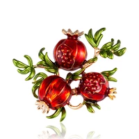 new design red enamel pomegranate brooches for women alloy fruits casual weddings brooch pins gifts coat accessories
