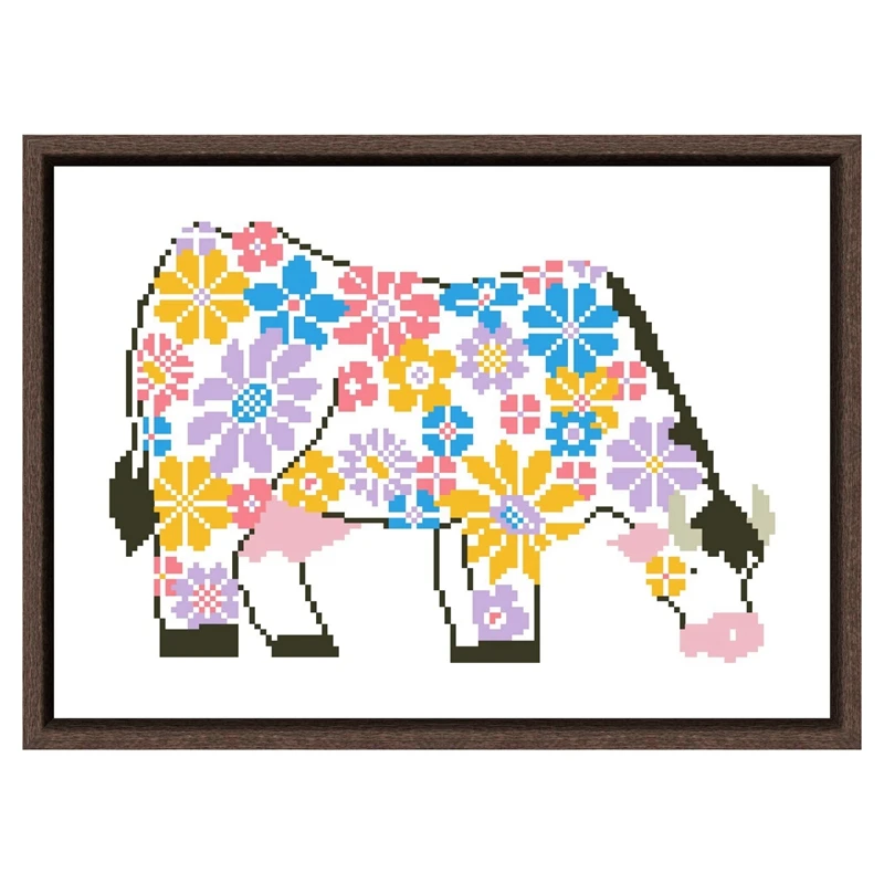 

Cartoon cow cross embroidery kit animal pattern 18ct 14ct 11ct unprint canvas Cross-stitch DIY needlework