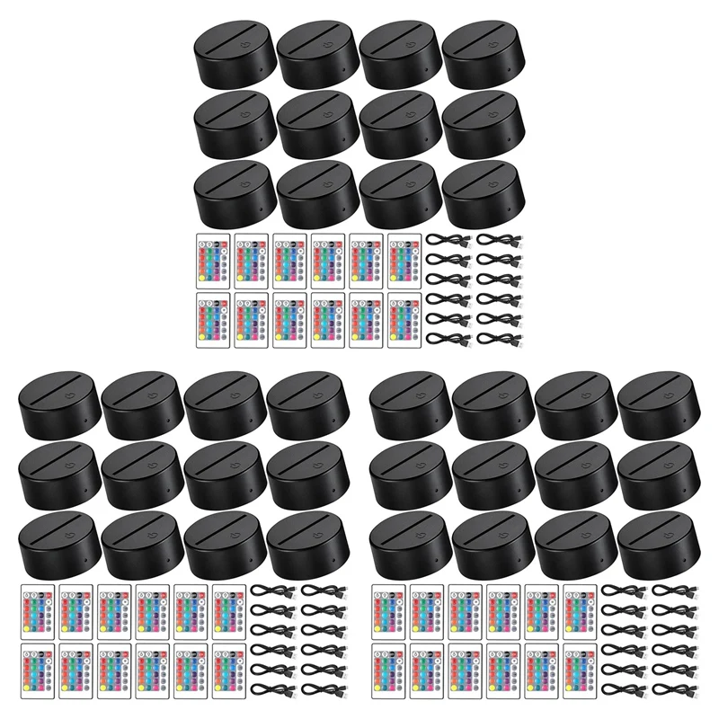 

3 Set 3D Night LED Light Lamp Base 16 Colors LED Light Display Base,For Acrylic And Resin Glass For Restaurant Room Shop