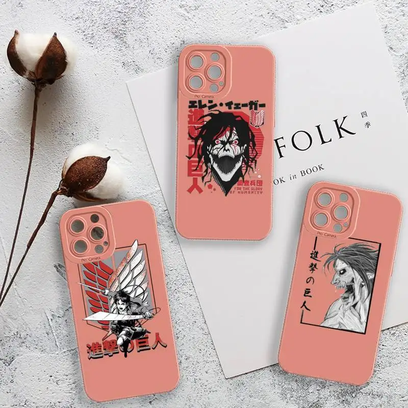 

attack on titan anime manga Camera Lens Liquid Silicone Phone Case For iPhone 13 12 11 Pro MAX Mini X XS XR 7 8 Plus