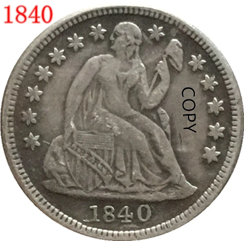 

American 1840~1867 One Dime Silver Plated Brass Commemorative Collectible Coins Gift Lucky Challenge Coins COPY COINS