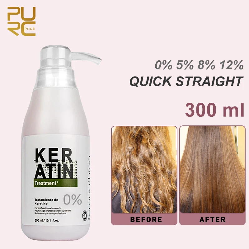 

PURC 300ML Keratin Treatment Professional Smoothing Hair Repairing Frizz Curly Hair Straightening 0% 5% 8% 12% Brazilian Keratin