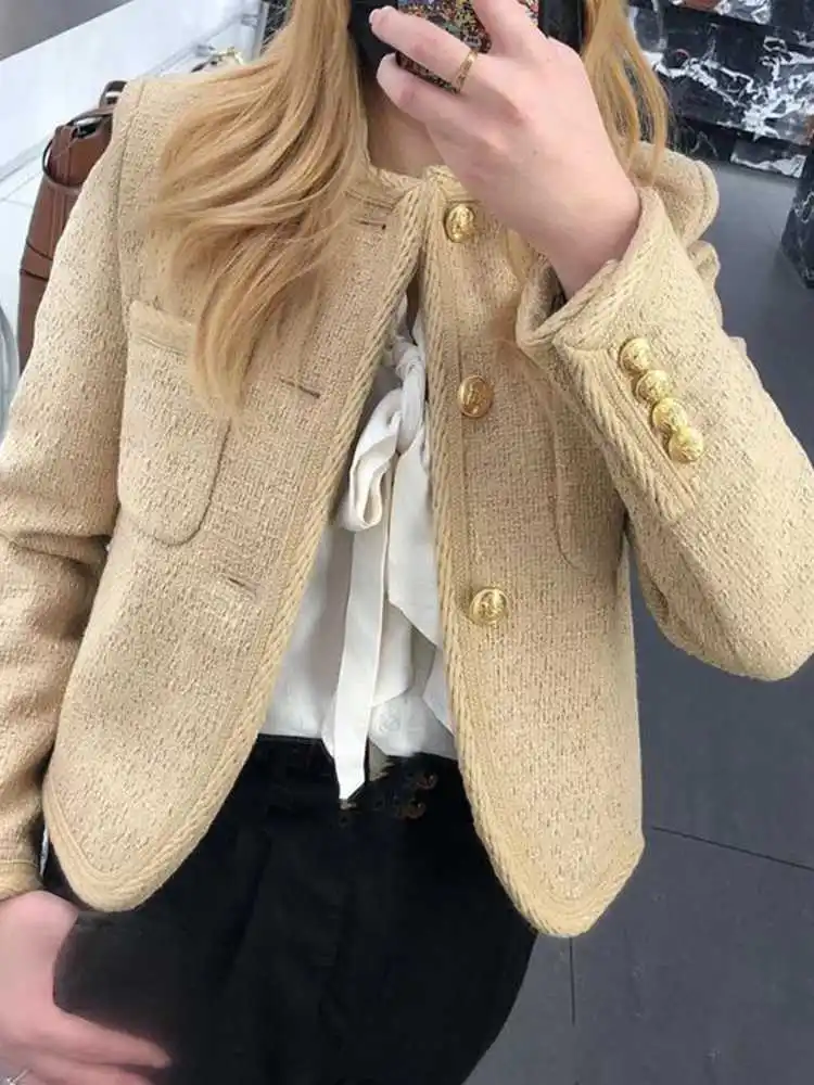 

Gold Button Short Suit Jacket 2023 Autumn New Women Jacket