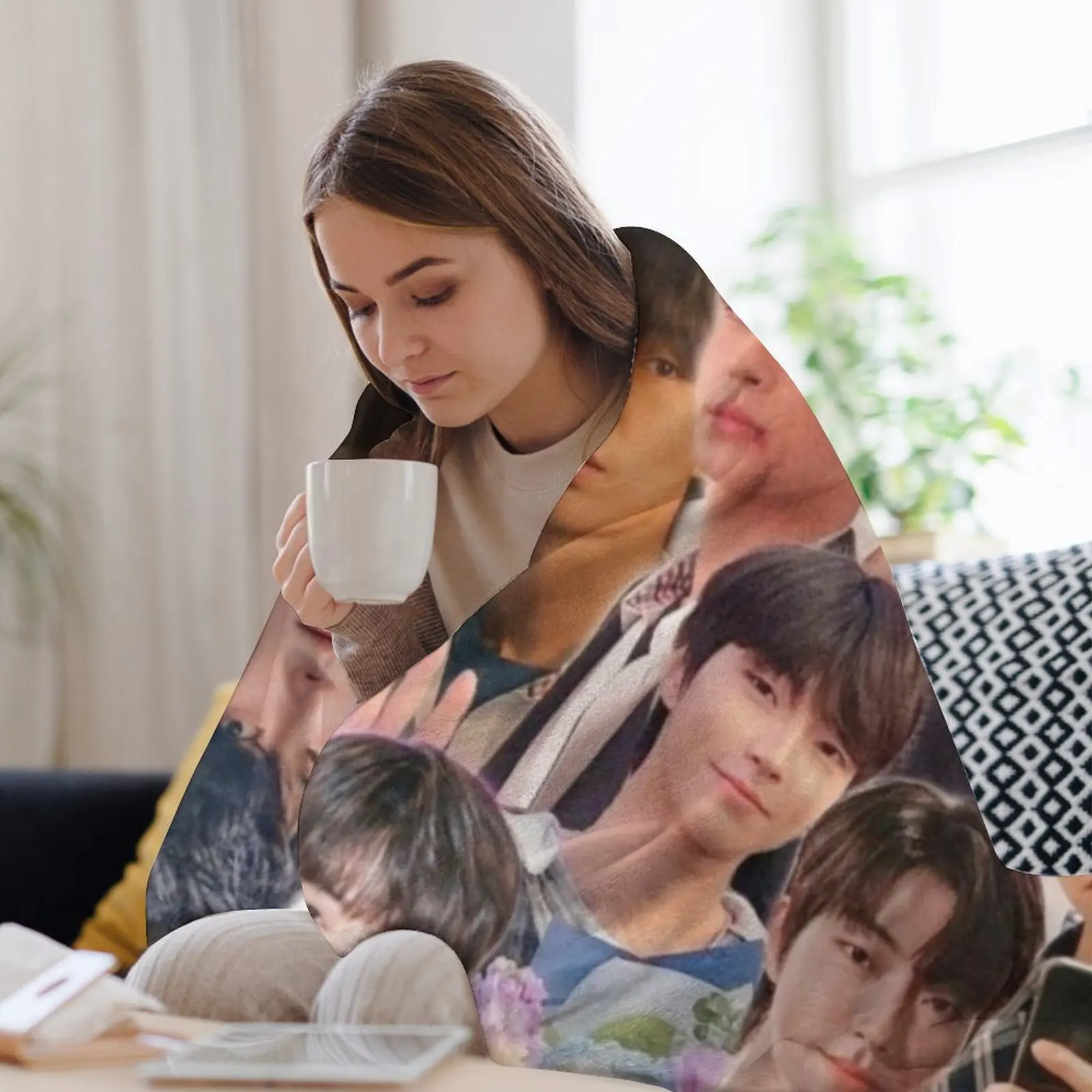 Одеяло Hwang с коллажем-вкладышем роскошное утолщенное клетчатое фланелевое