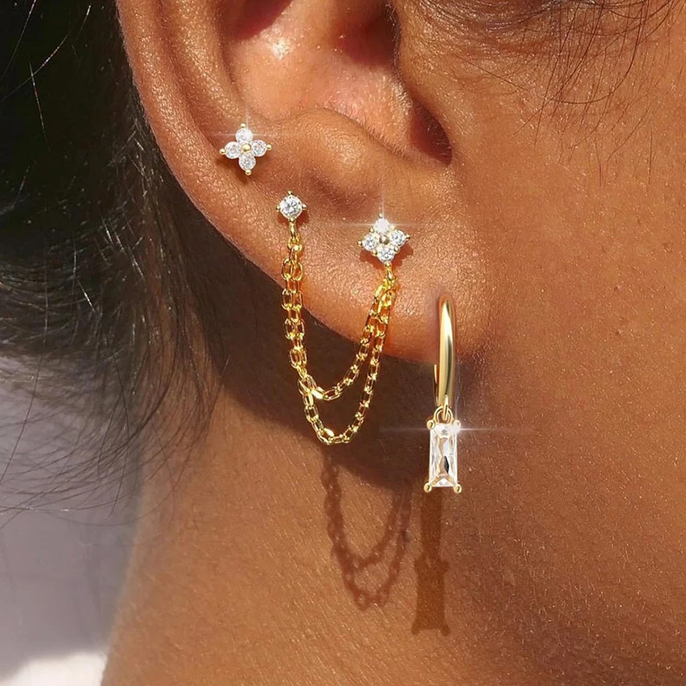 2 шт. квадратные висячие серьги из нержавеющей стали с камнем на день рождения