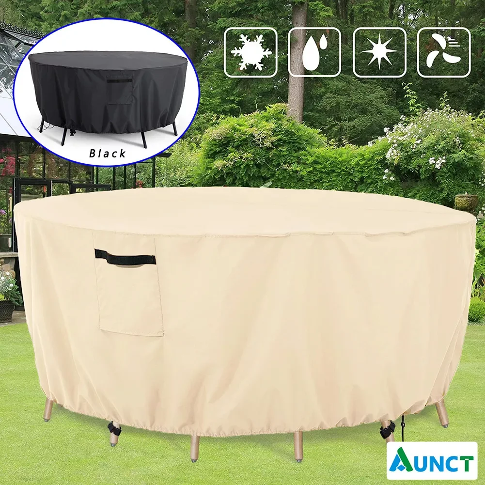 

Чехол для круглого стола из водонепроницаемой ткани Оксфорд 420D, тяжелая садовая мебель, комплект стульев, пылезащитные плетеные Чехлы для п...