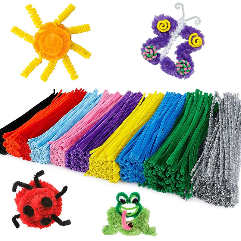 

100pcs Chenille Stems Pipe Cleaners Kids Plush Stick Children Educational Toys Handmade Art Materials Toys DIY Craft Supplies