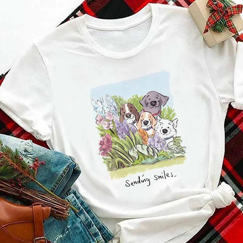 

Kawaii женская модная повседневная одежда с коротким рукавом Рождественская Новая женская футболка забавная футболка с рисунком животных летняя футболка с принтом