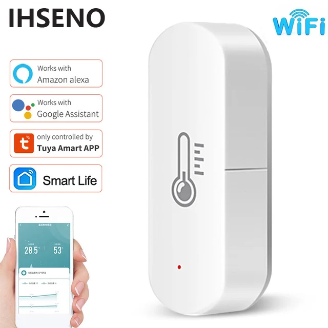 IHSENO Tuya WiFi Temperature Humidity Sensor Smart Life APP Monitor Smart Home Work With Alexa Google Home No Hub Required 1