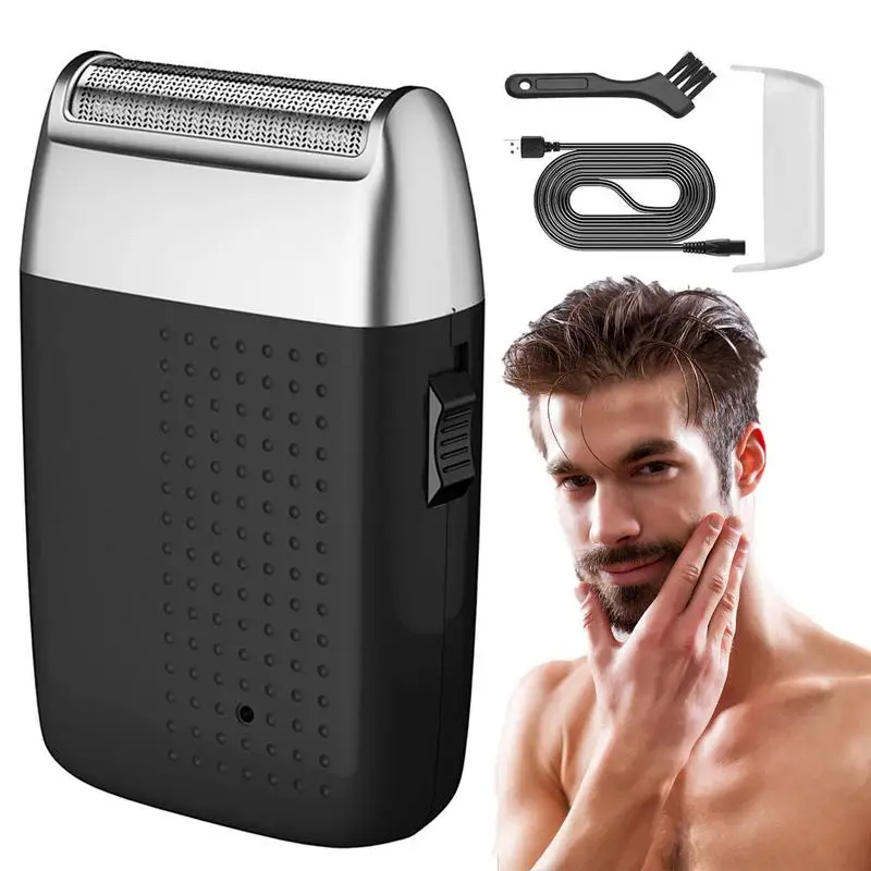 

Rechargeable Beard Trimmer Reciprocating Foil Razor Double Head Lightweight Shaver Comfortable Beard Grooming Tool With USB Port