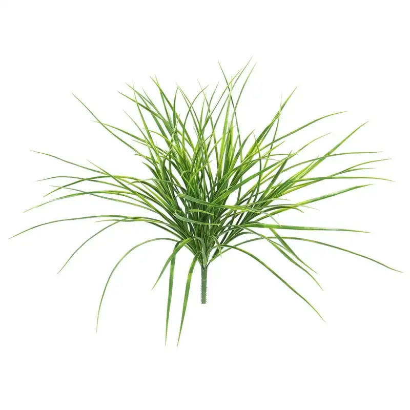 

20" Artificial Green Grass Bush - Faux Indoor Decorative Plant - Greenery For Home Or Office Decor - Maintenance Free
