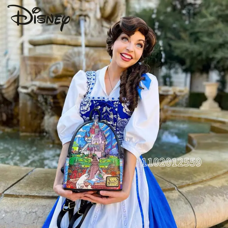 Disney Princess 2023 New Women's Backpack Luxury Brand Women's Mini Backpack Bell Princess Cartoon Cute Girl's Schoolbag