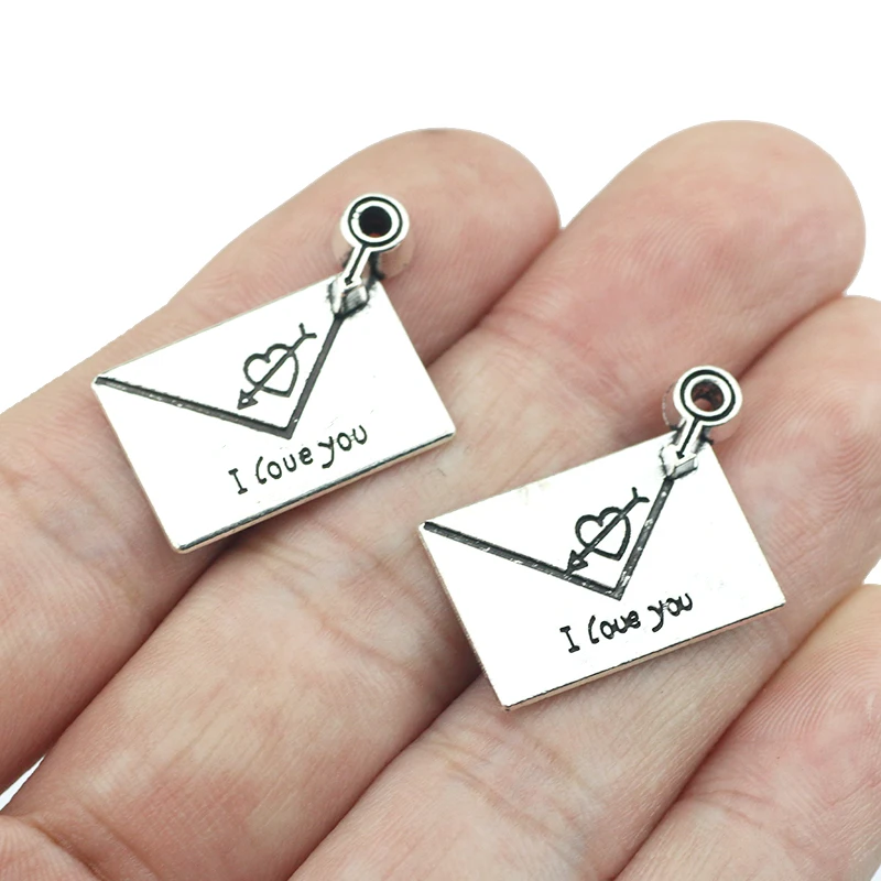 

10Pieces 14*19mm Antique Silver Color Envelope Charm Express I Love You Message Pendant DIY Handmade Jewelry Making