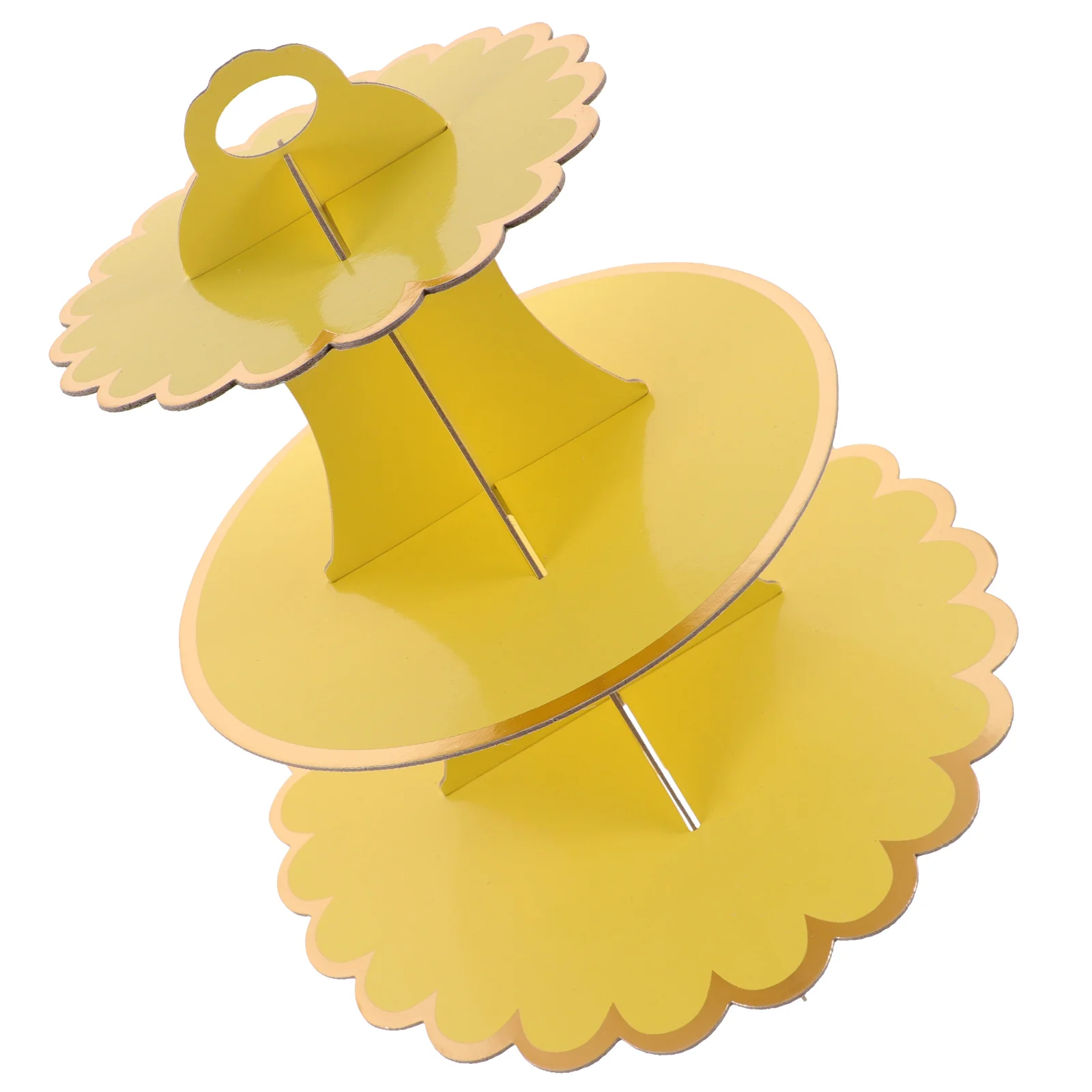 Многоуровневая полка для торта картонная подставка кексов три подноса желтый