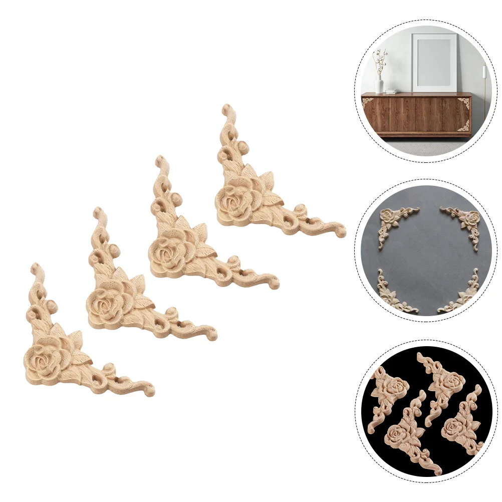 

Wood Furniture Appliques Applique Carved Wooden Corner Onlay Decor Decal Onlayswall Decorative Decorations Flower Cabinet