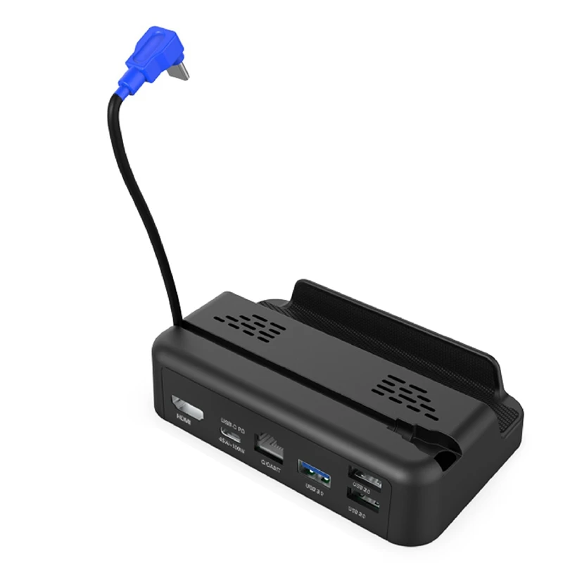 

6 в 1 док-станция ТВ Базовая подставка держатель концентратора USB C с портом RJ45 4K HDMI-совместима с паровым палубом/переключателем