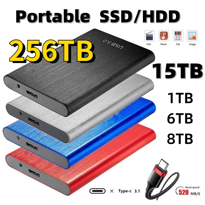 

Original Portable High-Speed SSD/HDD 2TB/4TB/8TB/16TB/30TB External Hard Drive Mass Storage USB 3.0 Interface Memory Hard Drive