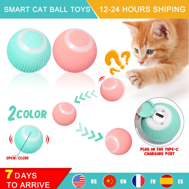 

Electric Cat Ball Toys Automatic Rolling Smart Cat Toys Interactive for Cats Training Self-moving Kitten Toys for Indoor Playing