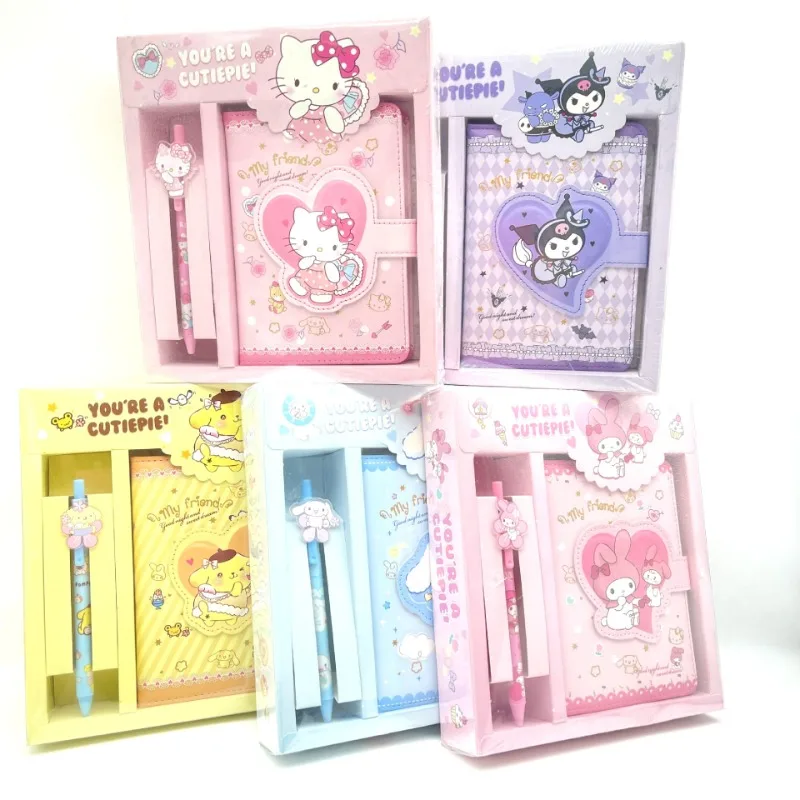 

Kawaii Sanrio Hello Kitty Handbook Cinnamoroll My Melody Kuromi Cute Cartoon Valentine Notebook Gift Set Office School Supplie