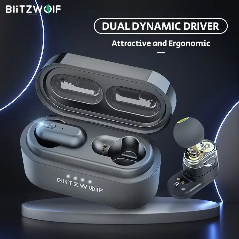 [Dual Dynamic Driver] Blitzwolf TWS Earbuds bluetooth-compatible In-ear Wireless Earphones Pro Bass Stereo Hifi Music