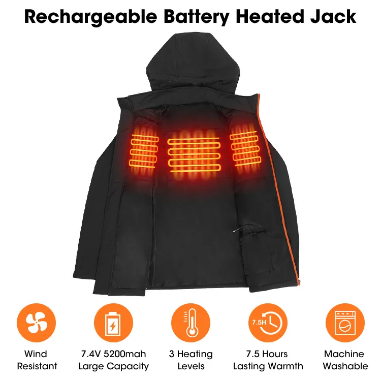 Зимняя мужская куртка с подогревом 7 4 В аккумуляторная батарея подогрев спины