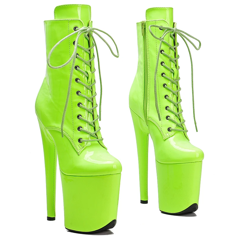 Leecabe 20CM/8inch Green PU upper high heel platform Pole Dance boot