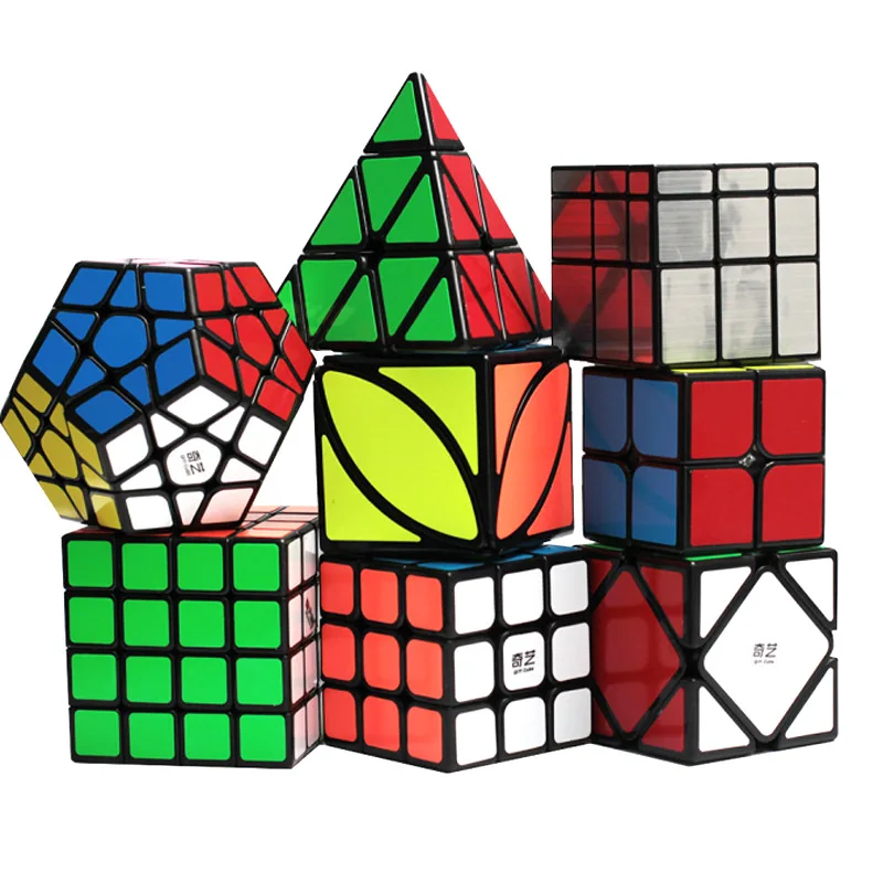 

Qiyi Magic Cube Packing Set Bundle 3x3 2x2 4x4 5x5 Magic Cube Twist Carbon Fiber Stickerless Mini Neo Cube Gifts for Kids