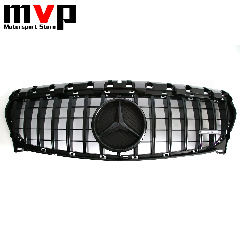 Фото Верхняя решетка в стиле GTR с черной рамкой в стиле OE для Mercedes Benz CLA W117 2013-19 CLA180 CLA200 CLA250 CLA45 AMG №2