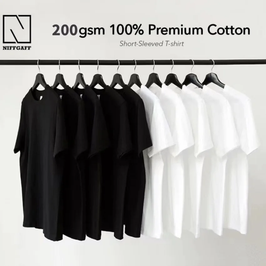 

Черно-белая хлопковая футболка унисекс, г/м2, с коротким рукавом, непрозрачная плотная свободная Весенняя рубашка, Синьцзян хлопок