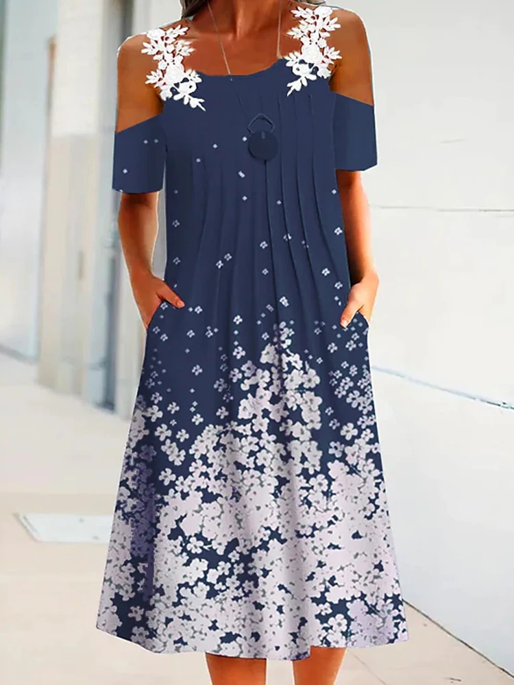 

Прямое офисное платье с цветочным принтом и вышивкой, на бретельках