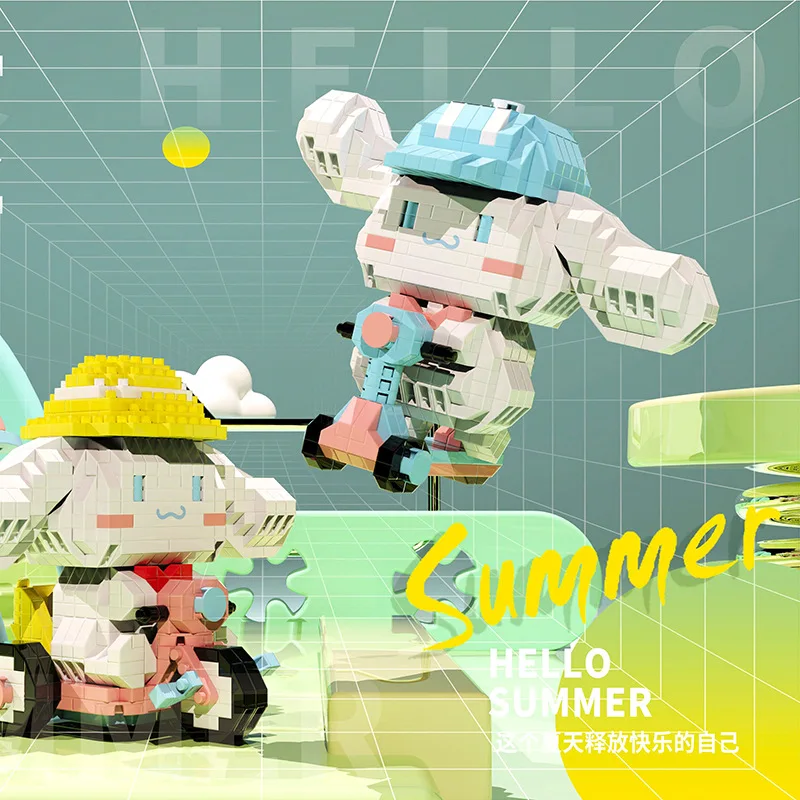 

Ride Electric Vehicle White Dog Diamond Building Blocks Cute Cartoon Bricks Figures Model Toys For Children Christmas Gifts