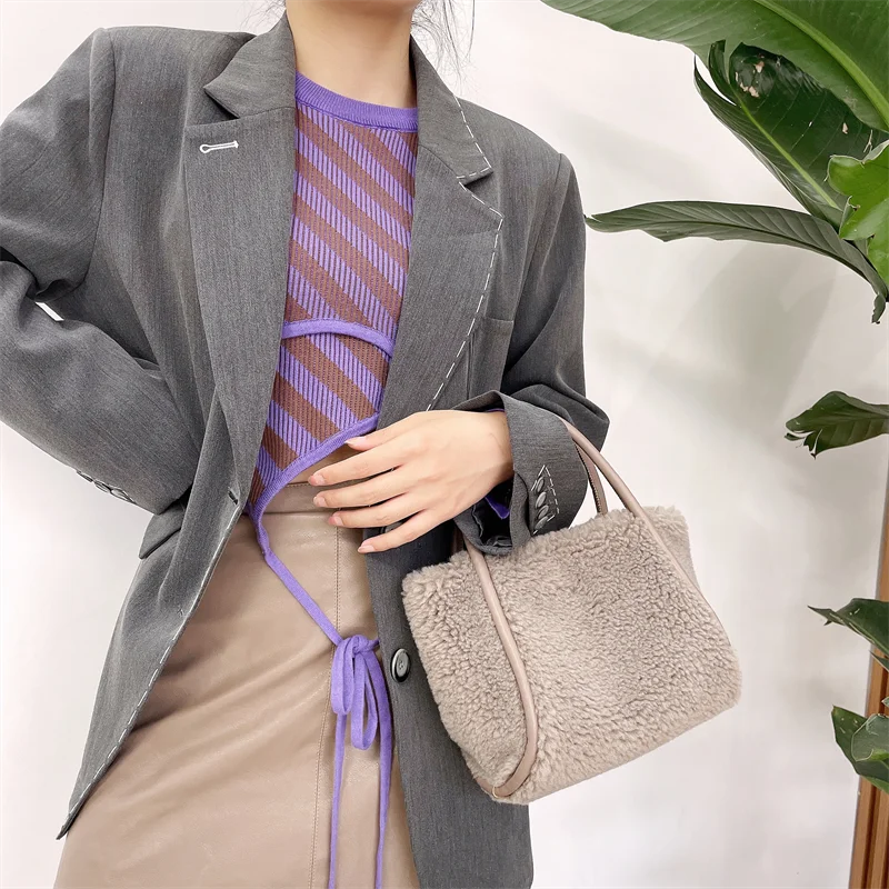 Добавьте в список желаний милая шерстяная сумка через плечо Fury Корейская