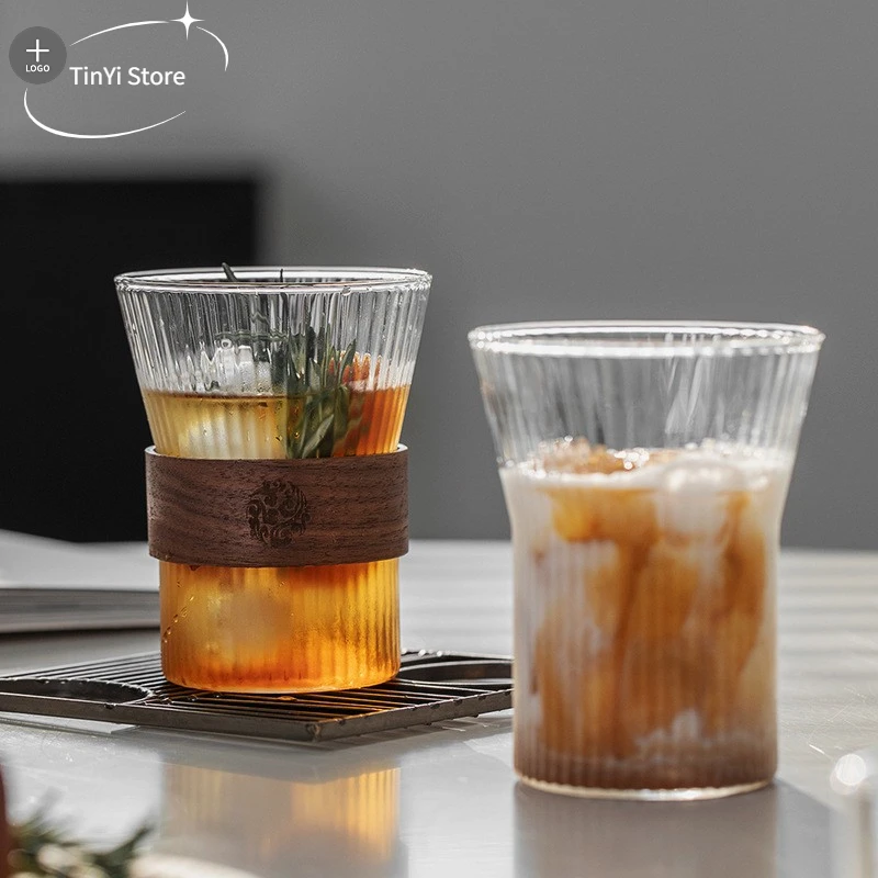 

Vertical Stripe Coffee Mug Heat-Resistant Glass Water Cups Transparent Tea Mug Cup for Drinking Milk Beertea Juice