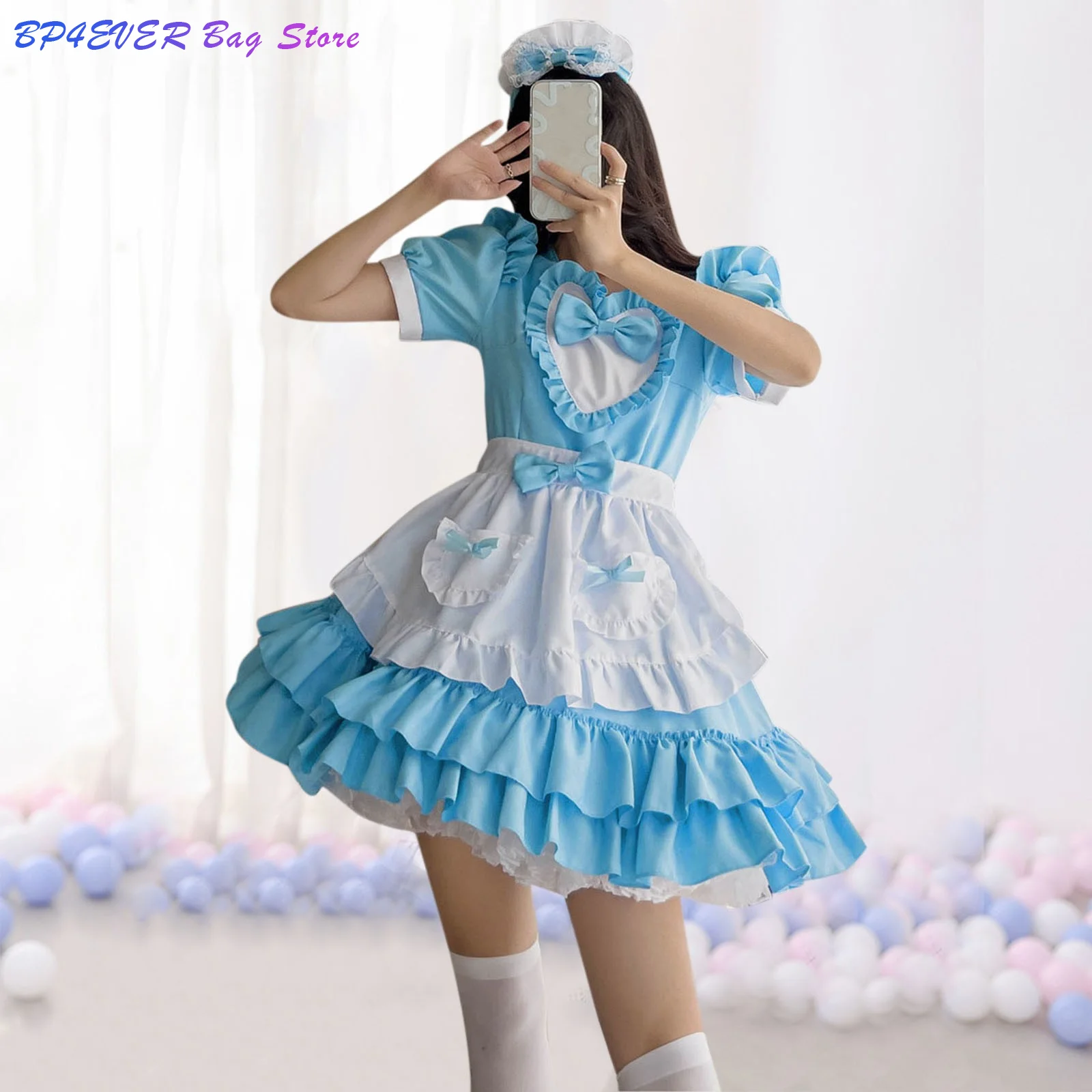 

Kawaii Девушка Мода горничная наряд Милая Горничная косплей костюм платье комплект модная Милая синяя горничная Платье Rem Косплей Zero