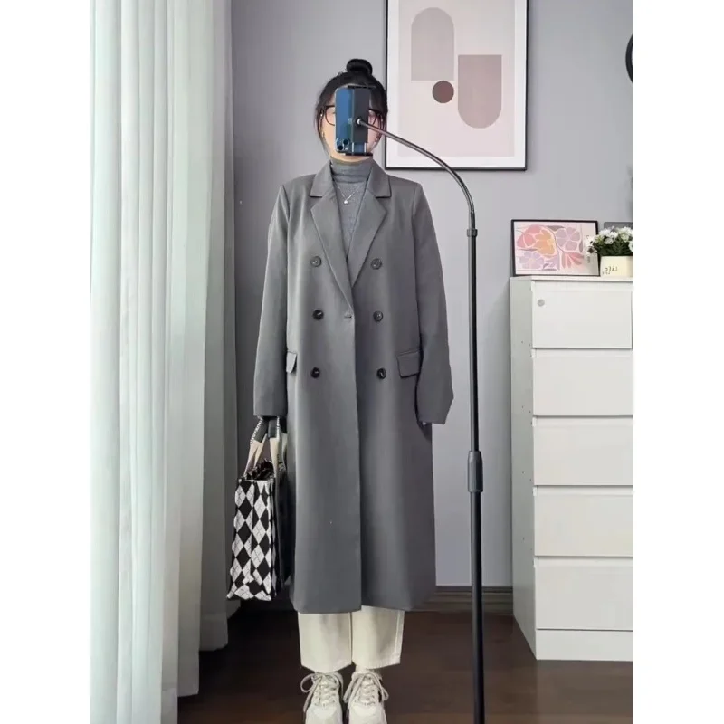 Зимняя серая куртка с длинными рукавами 2023 корейская версия в британском стиле