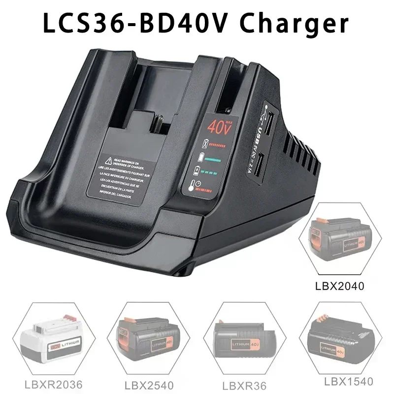 LCS36 LCS40 Быстрое зарядное устройство для литиевой батареи Black Decker 36 В 40 литий-ионный