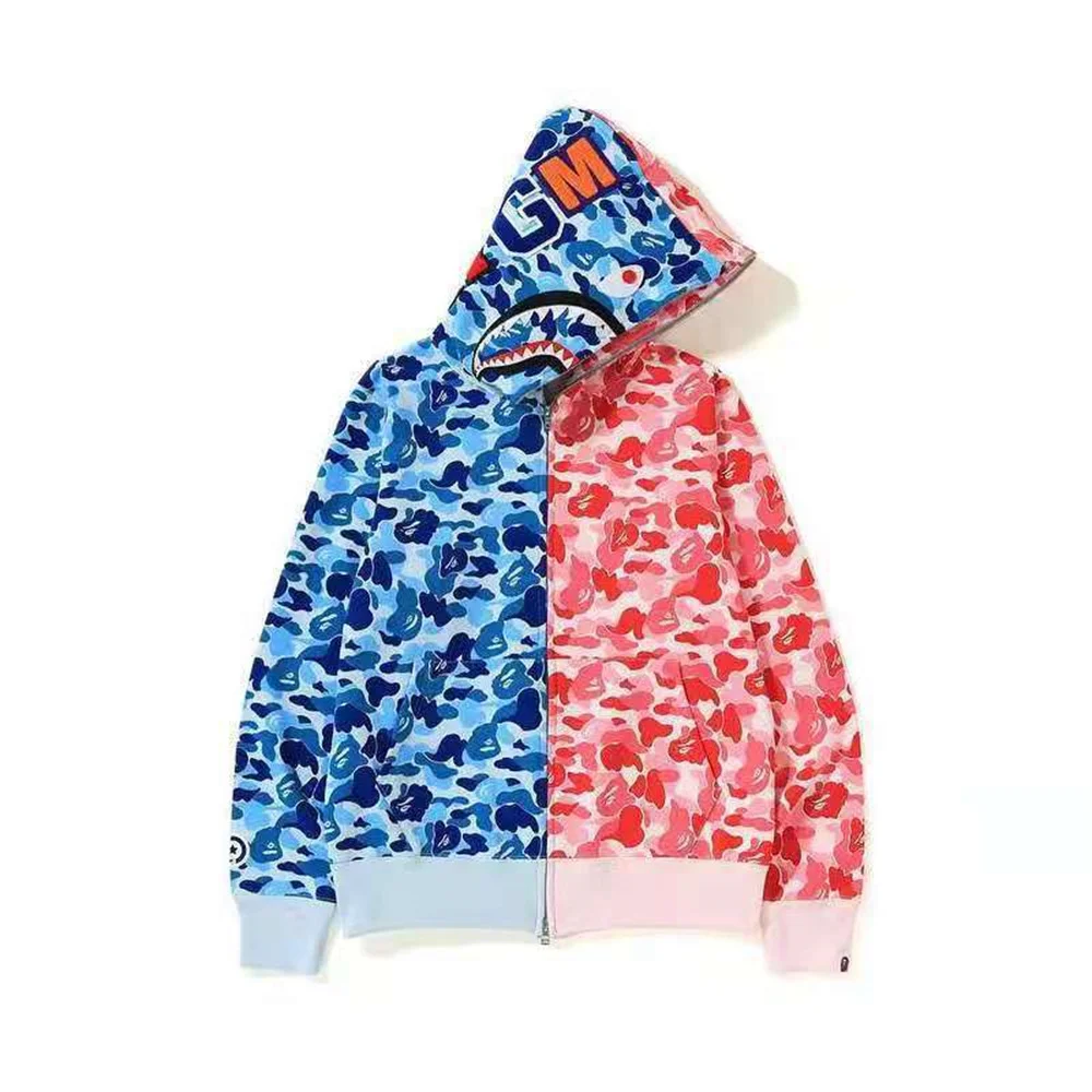 

Fashion Camouflage Bape Hoodies Men Couples Streetwear Shark Zip Up Pull Cardigan Hoodie Sudaderas Moletom Coat Clothing Sweats