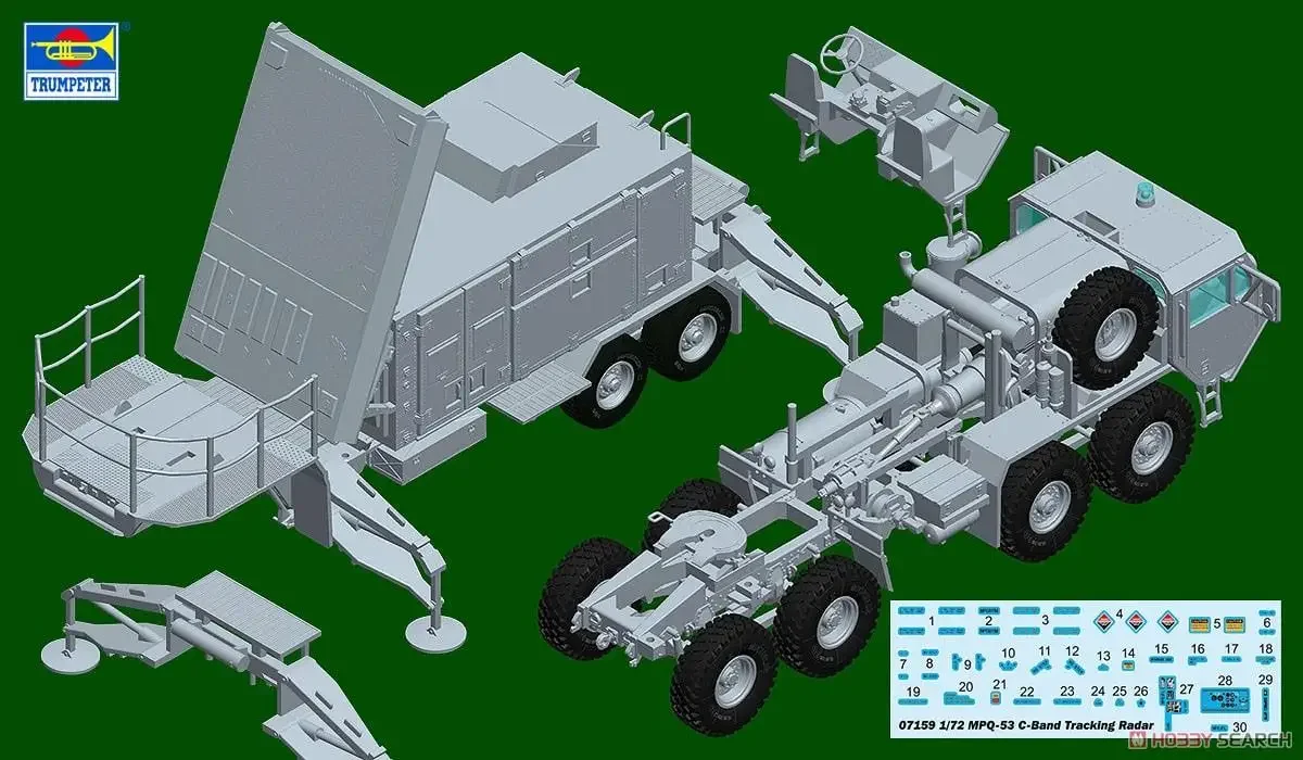 Trumpeter 07159 комплект модели радара с отслеживанием C-диапазона MPQ-53 масштаб 1/72