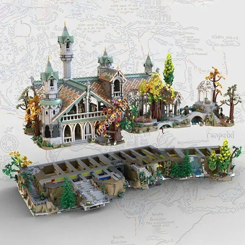 Фото Набор для сборки архитектурных моделей Moc Rivendell: Дом-пристройка и Горная база. Конструктор DIY. Подарки к праздникам. №3