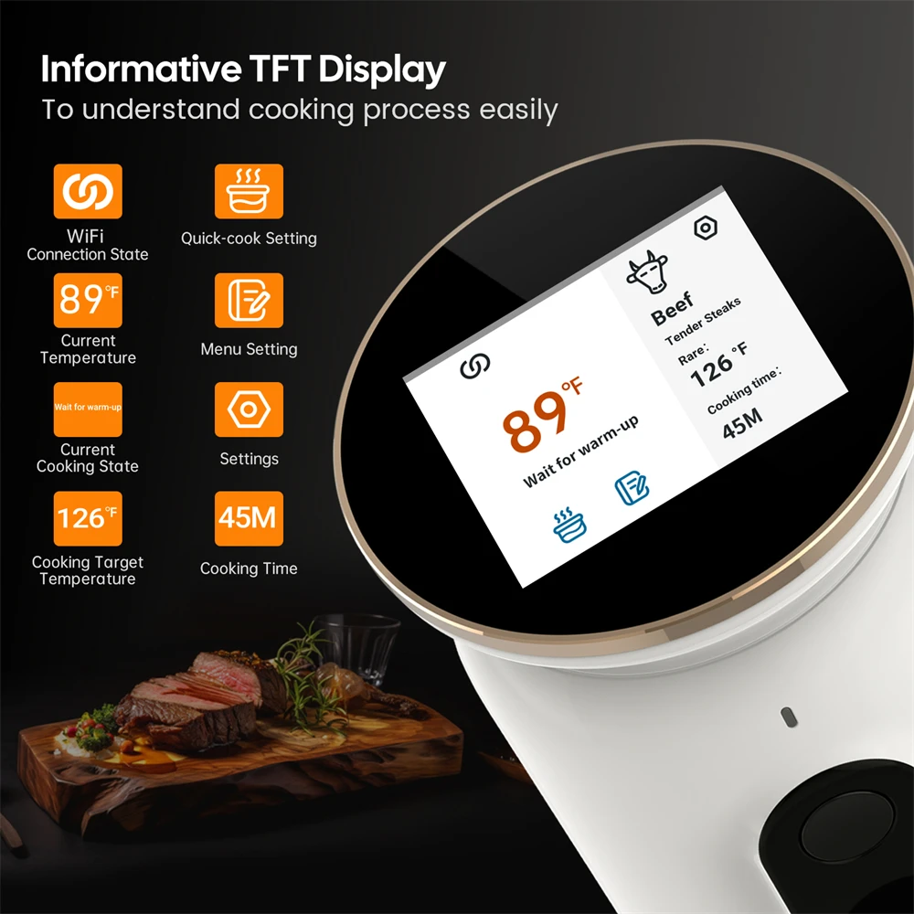 Фото INKBIRD ISV-101W WiFi Sous Vide Плита Точная 0,1 ° Управление C, 3D-нагрев, сигнализация мониторинга и приготовления пищи приложений №4