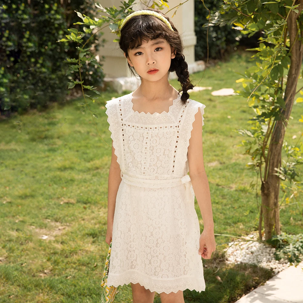 

Kids Girls Lace Princess Dress 2022 New Children Sleeveless Summer Dresses Elegant Beach Clothing, #6801