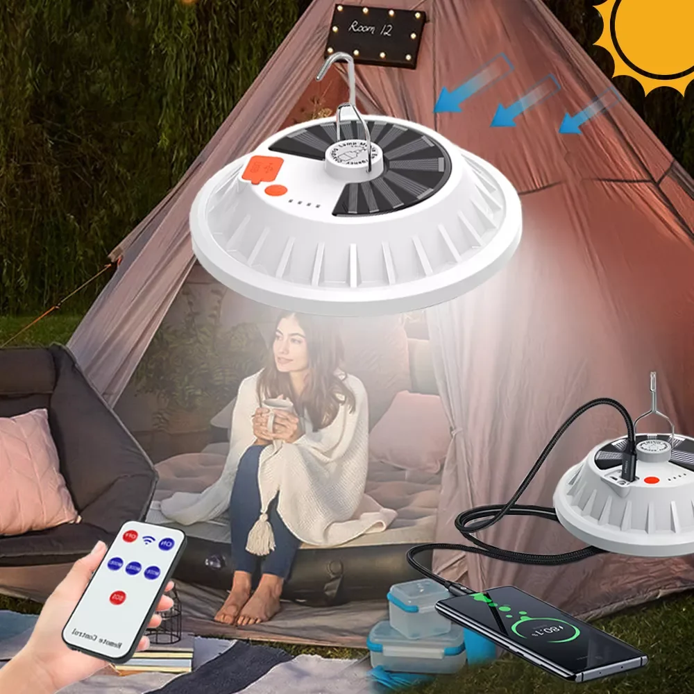 

2022New Lantern Portable Light Solar Camping Lamp Tent Lantern LED Emergency Rechargeable Solar Power Bank For Portable Lighting