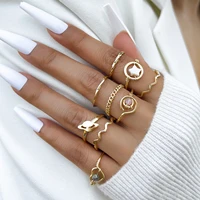 9pcset new punk rings for women girls creative fashion korean wedding ring star heart simple luxury jewelry accessories gifts