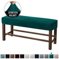 Strech Velvet Bench Covers Piano Chair Cover All-inclusive Rectangular Solid Color Thickened Stool Cover for Bedroom Living Room
